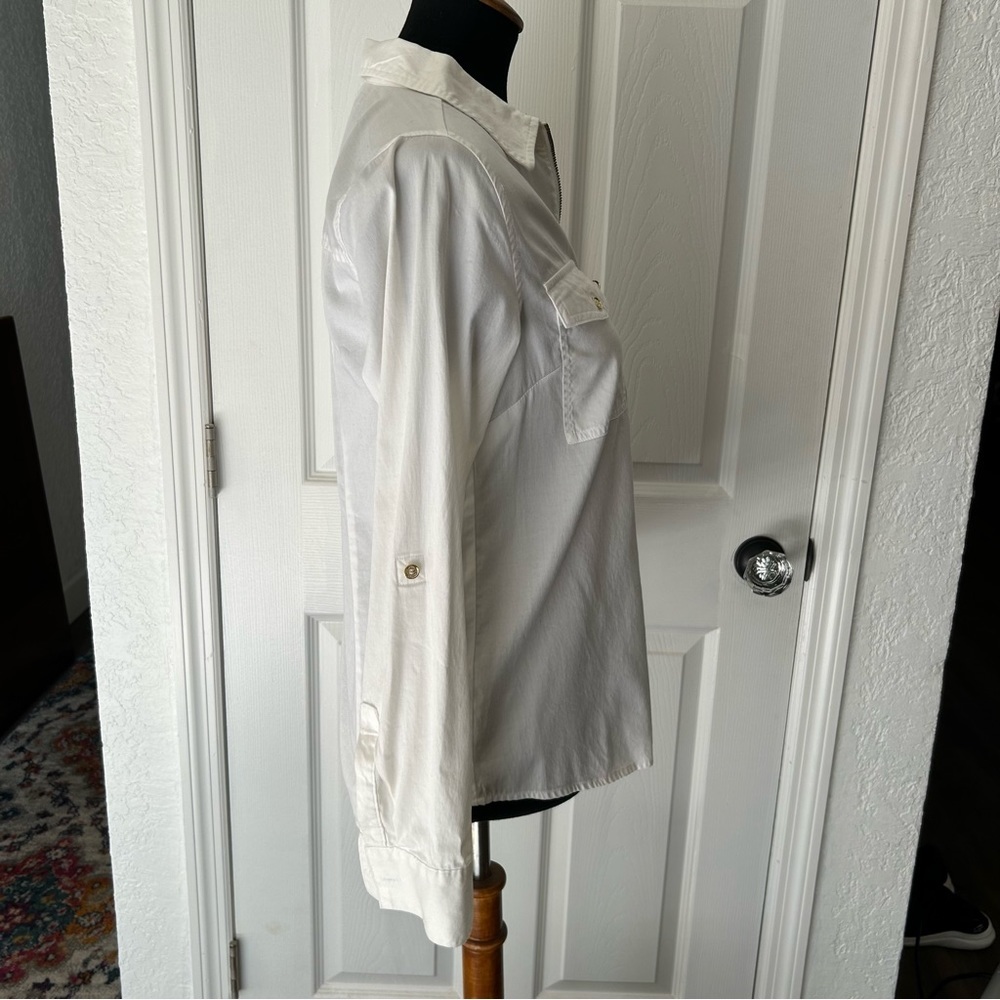 Michael Kors Zip Up Cotton Collared Shirt | Size 4 - Picture 4 of 7